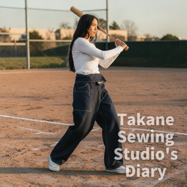 パッチワークスカートの制作が始まりました。ライトブルーの色面が、大きくなりそうです。